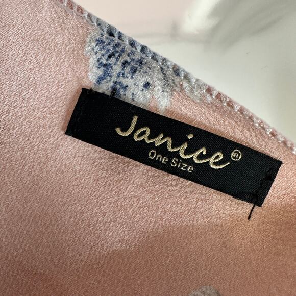 Janice Open Front Cardigan SZ OS Kimono Cover Up Chiffon Pink Floral Sleeveless - Picture 5 of 5